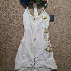 Dereon White Dress with Gold Accents